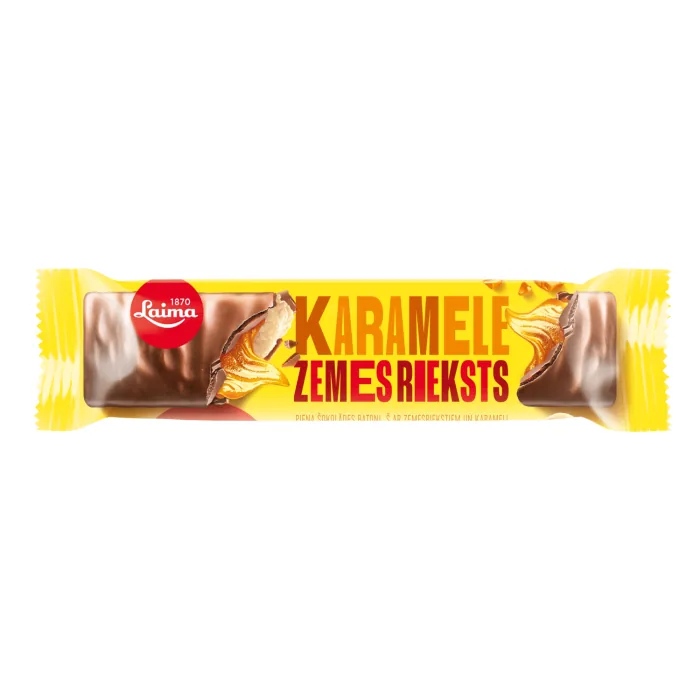 PIENA ŠOKOLĀDES BATONIŅŠ AR ZEMESRIEKSTIEM UN KARAMELI 50G