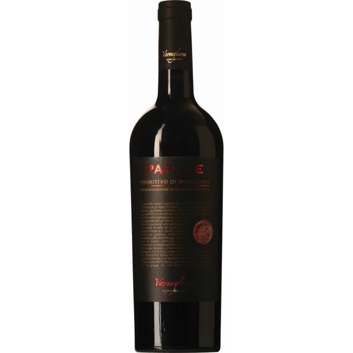 Sarkanvīns Papale Primitivo di Manduria, pussausais 14% 0,75 l