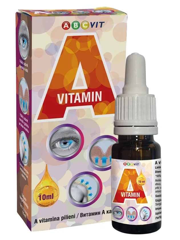 Abcvit A vitamin pilieni ar pipeti, 10 ml
