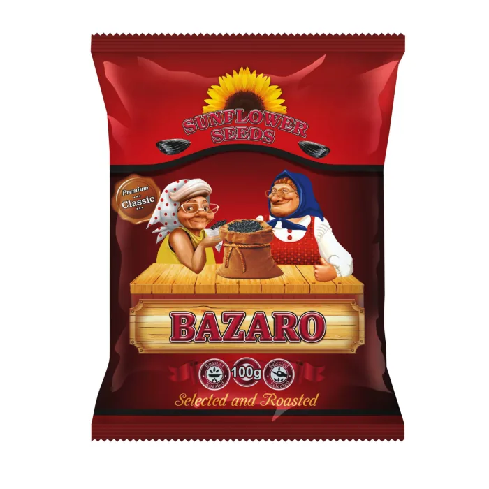 MELNI GRAUZDĒTAS SAULESPUĶU SĒKLAS BAZARO 100G