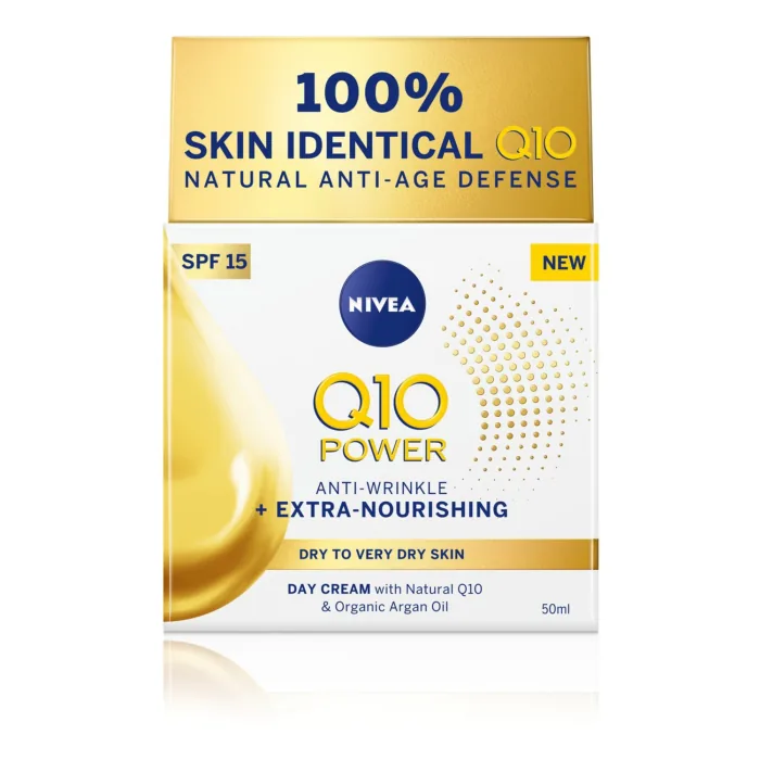 DIENAS KRĒMS NIVEA Q10 POWER EXTRA SAUSAI SEJAS ĀDAI 50ML