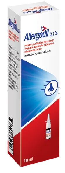 Allergodil 0,1 % deguna aerosols, 10 ml