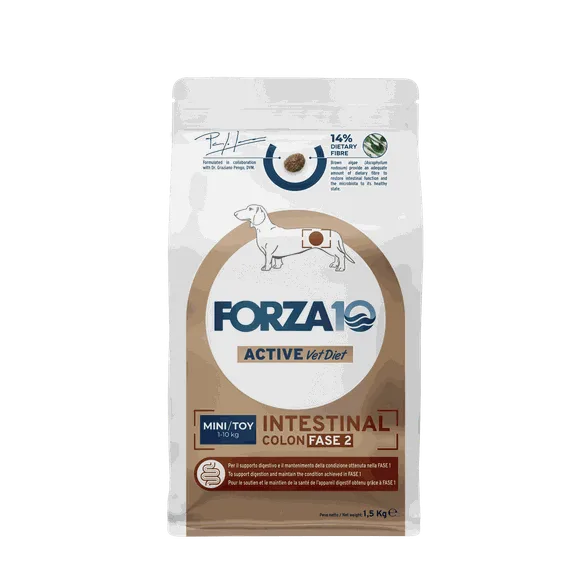FORZA10 Active Vetdiet Intestinal colon fase 2 mini/toy, suņiem sausā barība, 1,5 kg