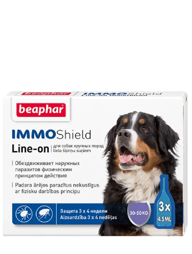 Beaphar Immo Shield Pilieni pret blusām un ērcēm suņiem L, 3 x 4,5 ml