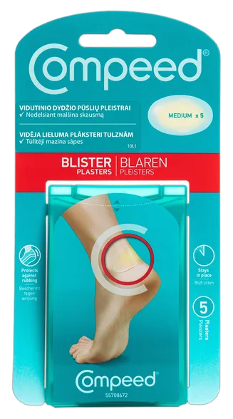 Compeed vidēja lieluma plāksteri tulznām, 5 gab.