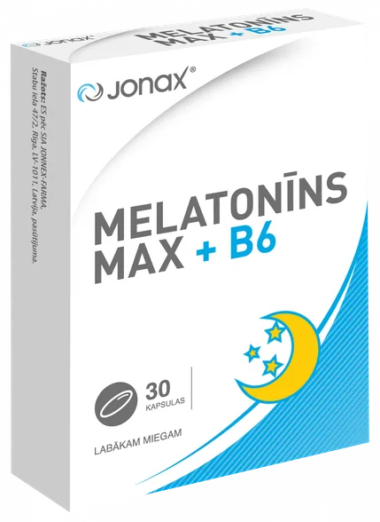 Jonax melatonīns max + B6 kapsulas, 30 gab.