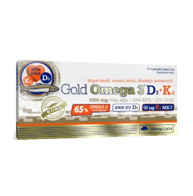 Olimplabs Gold Omega-3 D3+K2 kapsulas N30