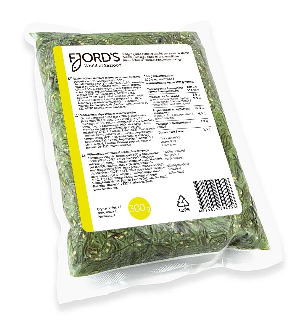 JŪRAS AĻĢU SALĀTI FJORD'S AR SEZAMA SĒKLĀM WAKAME, SALDĒTI, 300G