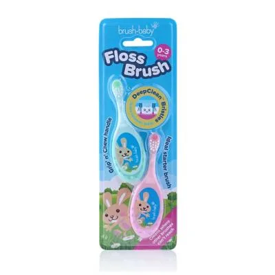 Brush-Baby Flossbrush zobu birste 0-3 g. rozā, zaļa N2