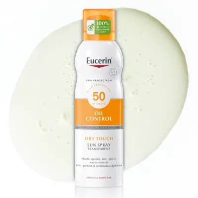 Eucerin Sun Oil Control dry touch SPF50 bezkrāsains izsmidzināms saules aizsarglīdzeklis 200 ml