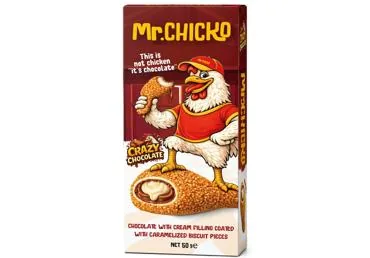 ŠOKOLĀDE AR BISKVĪTA KRĒMA PILDĪJUMU MR.CHICKO 50G