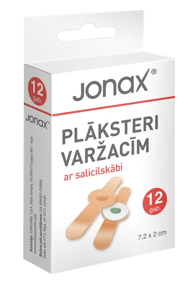 Jonax 7,2 x 2 cm plāksteri varžacīm, 12 gab.