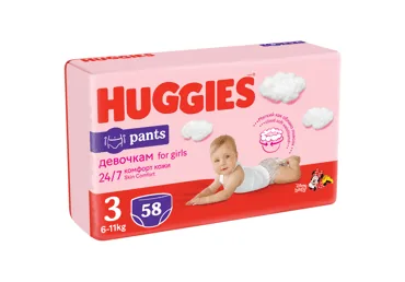 AUTIŅ.BIKS.HUGGIES GIRL S3 6-11KG 58GAB.