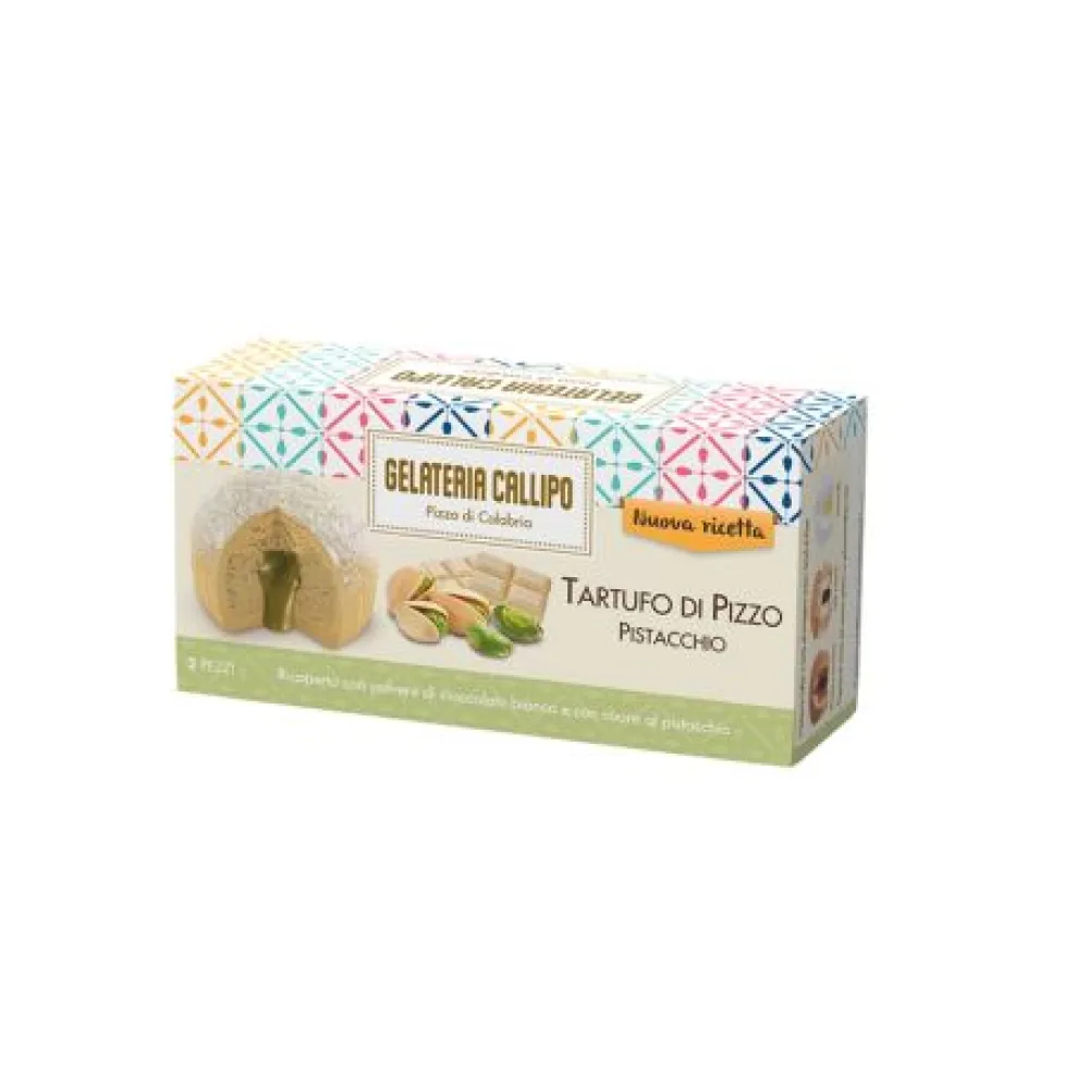 DESERTS SALDĒJUMS PISTĀCIJAS TARTUFO AR BALTAS ŠOKOLĀDES GABALIŅIEM, SALD., 220G , CALLIPO GELATERIA