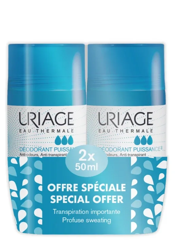 Uriage Thermale Rol-On antiperspirants ar rullīti, 2 x 50 ml