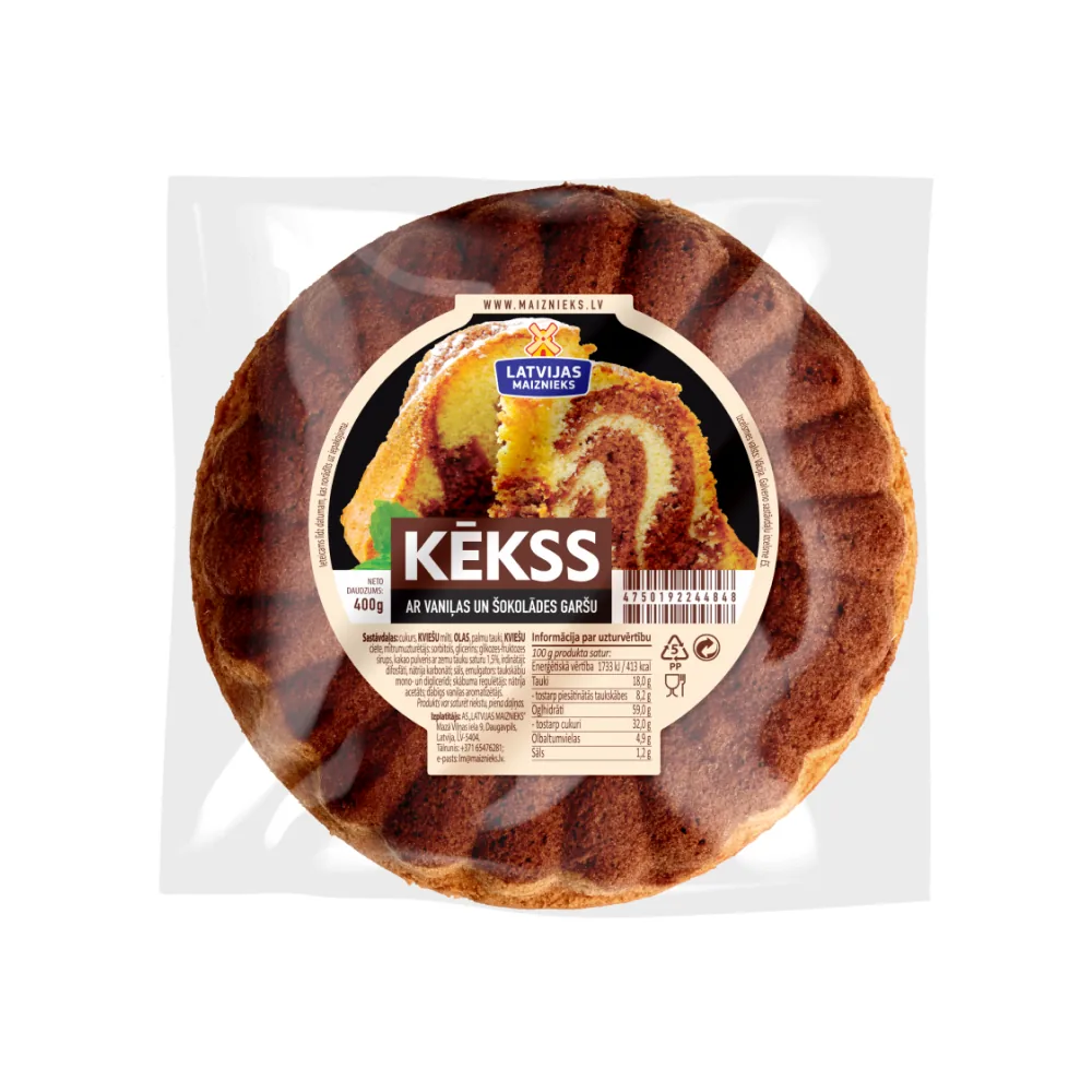 KĒKSS AR VANIĻAS UN ŠOKOLĀDES GARŠU 400G