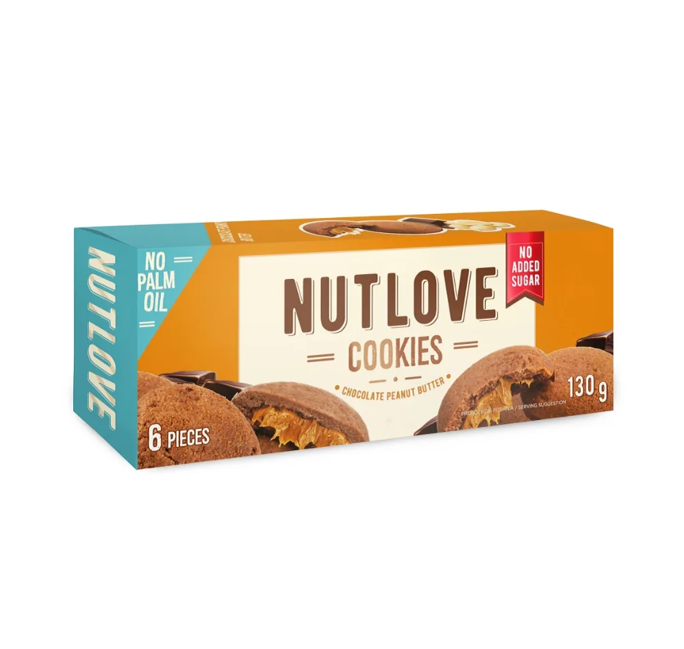 ŠOKOLĀDES ZEMESRIEKSTU SVIESTA CEPUMI NUTLOVE, BEZ CUKURA, 130G