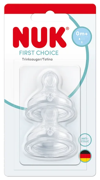 Nuk First Choice+ Teat S (0+ M) silicone knupis, 2 gab.