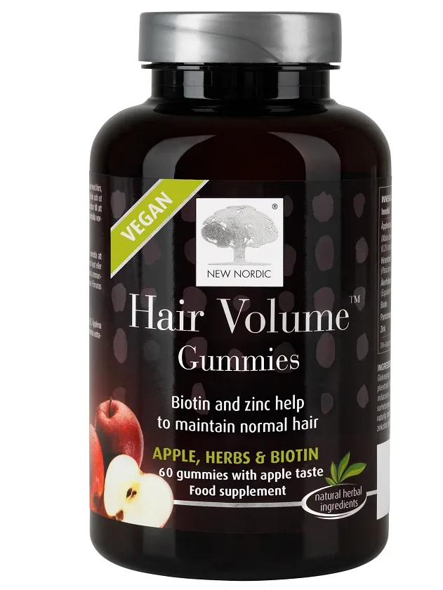 New Nordic Hair Volume Gummies vegan pastilas, 60 gb.