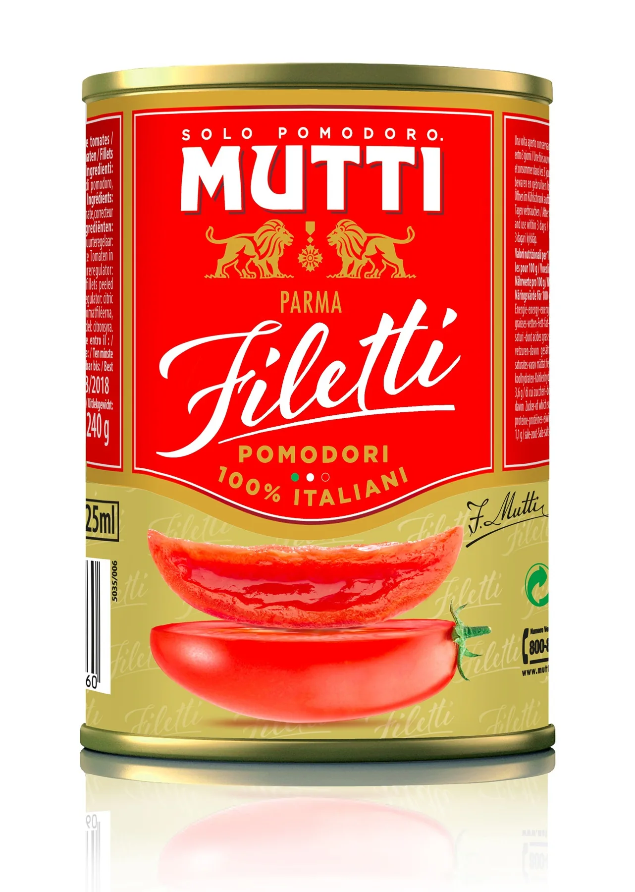 TOMĀTI, MIZOTI, SAGRIEZTI MUTTI, FILETTI, 400G/240G