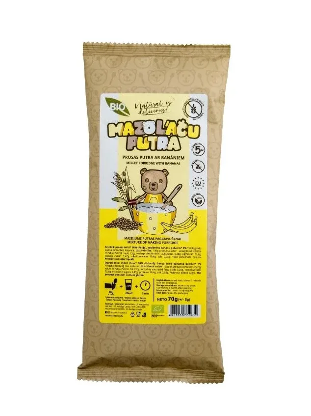 Mazo Lāču Putra Prosas putra ar banāniem 5 m+ (bezglutēna), 70 g