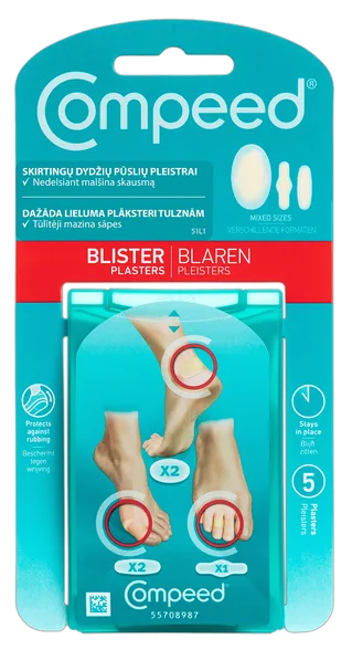 Compeed dažāda lieluma plāksteri tulznām, 5 gab.