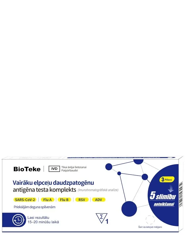 Bioteke tests cov/gripa A+B/RSV/adv, 1 gb.