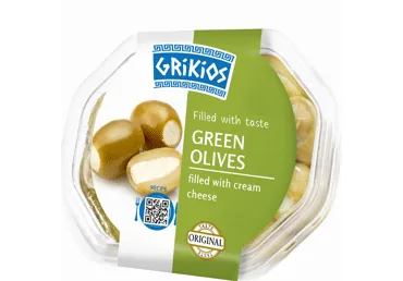 ZAĻĀS OLĪVAS AR SVAIGĀ SIERA PILDĪJUMU GRIKIOS 200/150G
