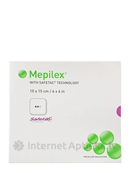Mepilex plāksteri 15 x 15 cm, 5 gb.