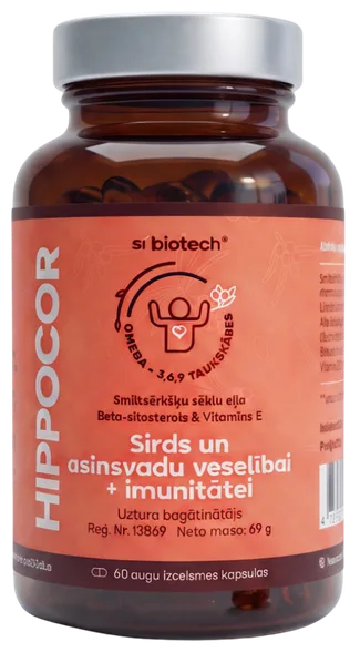 Si Biotech Hippocor mīkstās kapsulas, 60 gab.