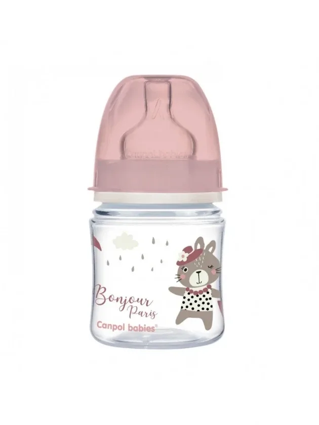 Canpol Babies Anti-Colic barošanas pudelīte rozā 3+ mēneši, 120 ml