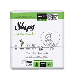 AUTIŅBIKSĪTES SLEEPY NATURAL PANTS XLARGE 6 15-25KG 20GAB