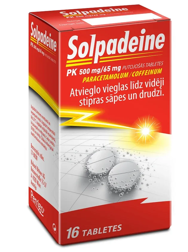 Solpadeine PK 500/65 mg, 16 putojošās tabletes