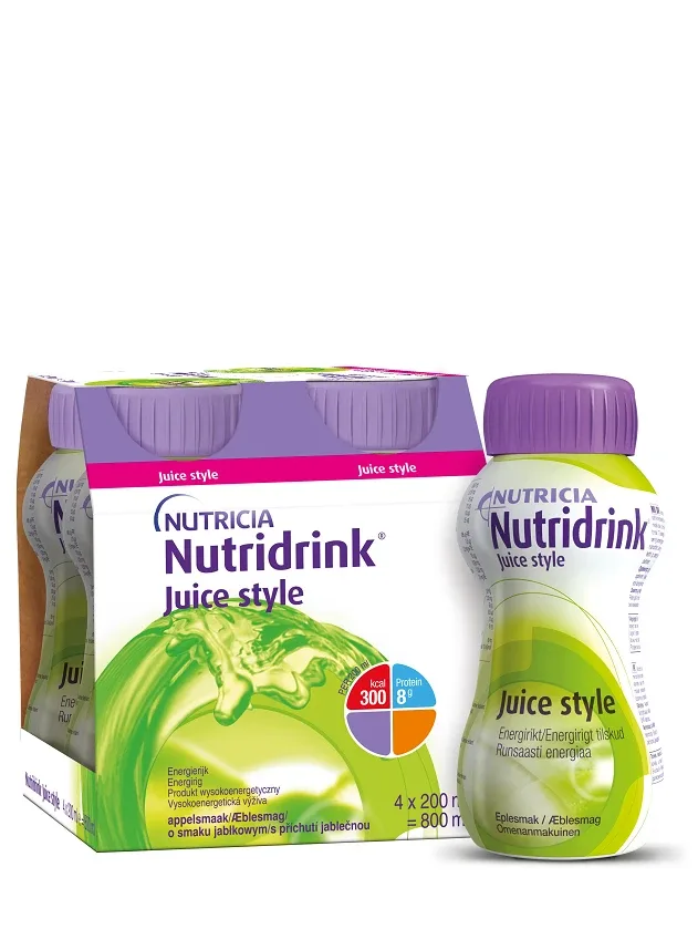Nutricia Nutridrink Juice Style ar ābolu garšu, 4 x 200 ml