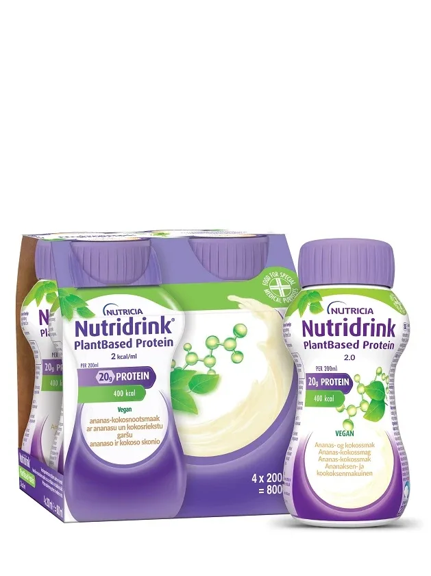 Nutricia Nutridrink® Plantbased ar ananasu un kokosriekstu garšu, 4 x 200 ml