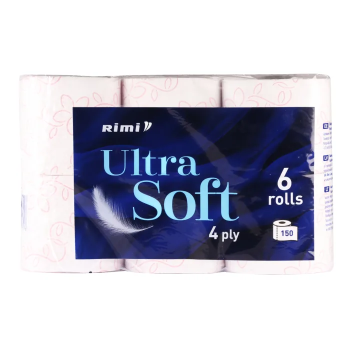 TUALETES PAPĪRS RIMI 6 RUĻĻI, 4 SLĀŅI, 150 SLOKSNES