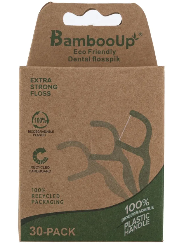Bamboo-Up zobu bakstāmie ar diegu, 30 gb.
