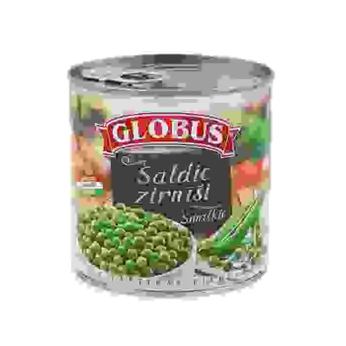 KONSERVĒTI ZIRNĪŠI GLOBUS SALDIE, SMALKIE 400G/280G