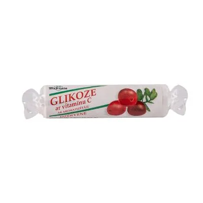 Glikoze ar vitamīnu C (dzērveņu garša) tabletes N10