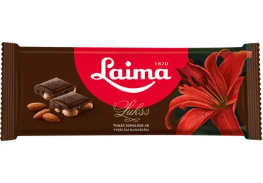 TUMŠĀ ŠOKOLĀDE LUKSS AR VESELĀM MANDELĒM LAIMA 190G
