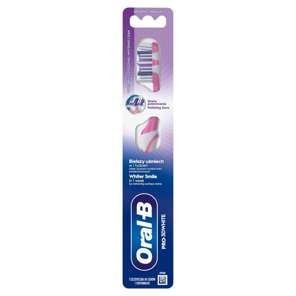 ZOBU BIRSTE ORAL-B PRO-3DWHITE, WHITENING CLEAN, MEDIUM, 1 GB