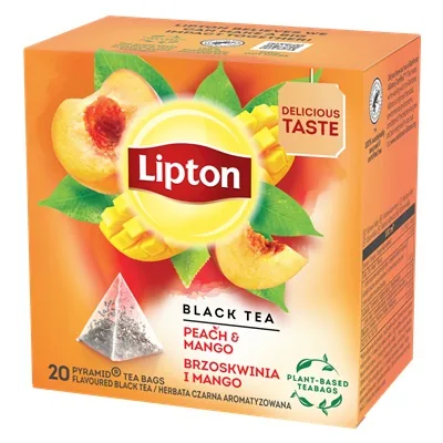 MELNĀ TĒJA LIPTON PERSIKU MANGO, PIRAMĪDAS, 20GAB