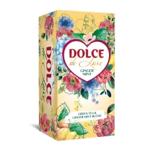 ZAĻĀ SĪKLAPU TĒJA DOLCE DE LUXE GINGER MINT AR INGVERA GABALIŅIEM UN PIPARMĒTRU LAPĀM 50G
