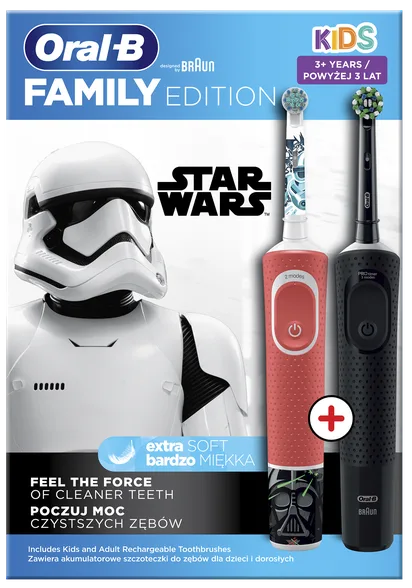 Oral-B Vitality 100 + star wars kids elektriskās zobu birstes komplekts, 1 gab.