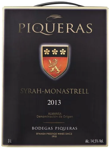 Sarkanvīns Piqueras Syrah Monastrell, sauss, 14,5%, bib, 3 l