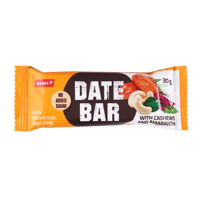DATEĻU BATONIŅŠ RIMI AR INDIJAS RIEKSTIEM UN AMARANTU 30G