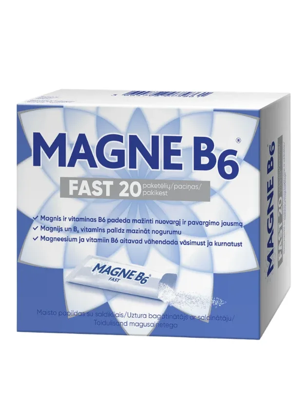 Magne B6 Fast (magnijs B6) 150 mg, 20 paciņas