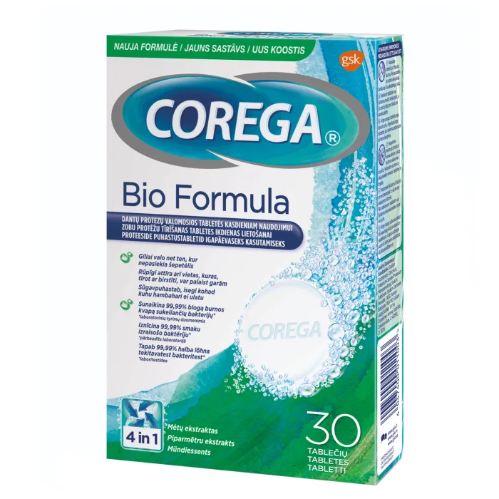 PROTĒŽU TĪRĪŠANAS TABLETES COREGA BIO 30 GAB.