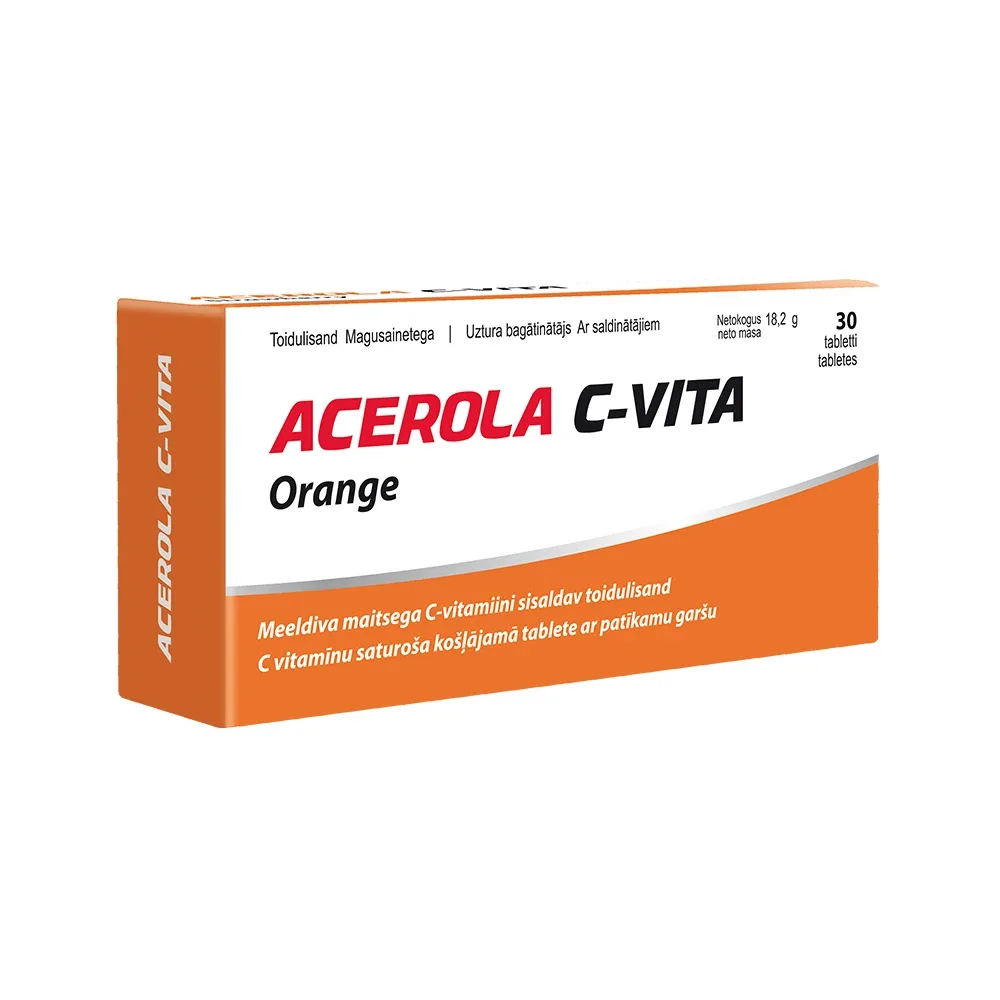 Acerola C-Vita apelsīnu, 30 tabletes