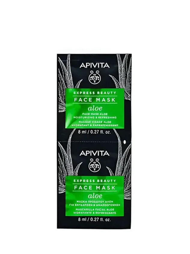 Apivita Express mitrinoša sejas maska ar alveju, 2 x 8 ml
